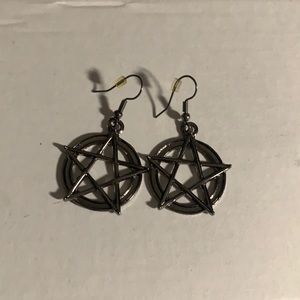 Gunmetal Pentagram Wicca earrings
